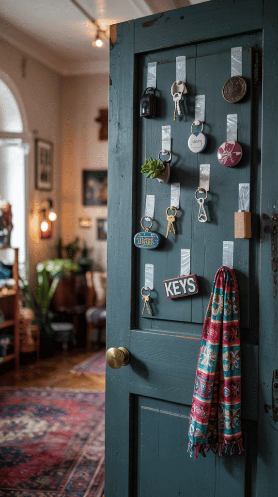 Efficient back to school bedroom ideas using command strip hooks for door storage