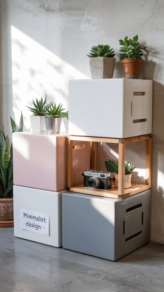 Flexible back to school bedroom ideas with stackable modular cube storage for adaptable solutions