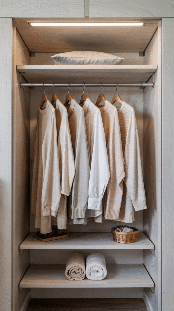 Practical back to school bedroom ideas with tension rod closet doubler for more hanging space