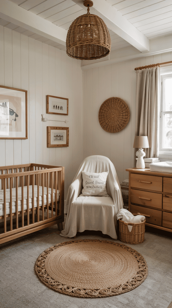 Boho beach nursery furniture setup