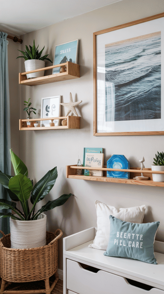 Sophisticated boho beach nursery wall decor