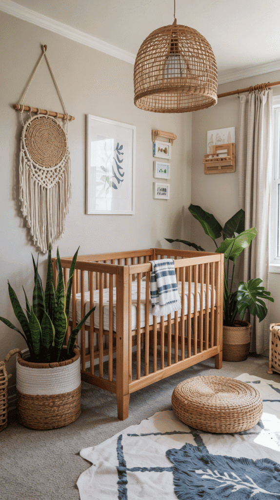 Nature elements in boho beach nursery