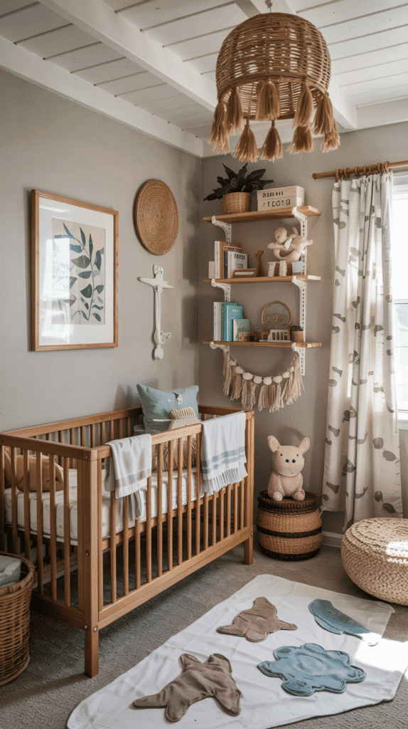 Real-life boho beach nursery setup
