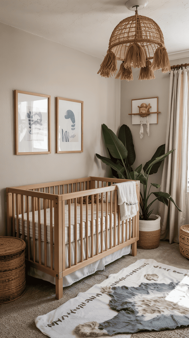 Featured boho beach nursery with ocean-inspired decor