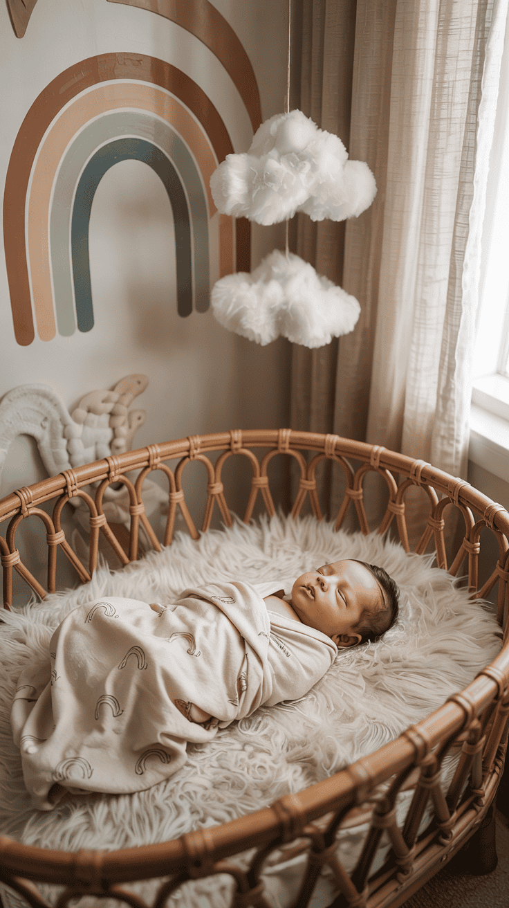 "Featured image of a boho rainbow nursery with colorful accents and a cozy atmosphere."