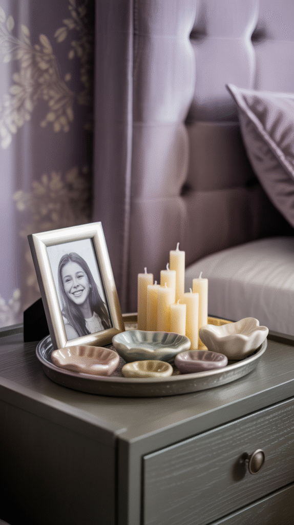 Finishing grey bedroom ideas for teenage girl with coordinated decorative accessories and styling details