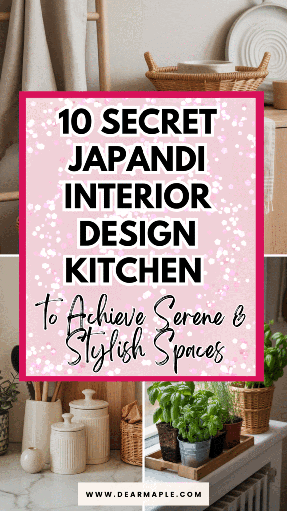 Pinterest pin of japandi interior design kitchen