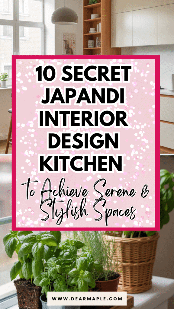 Pinterest pin of japandi interior design kitchen