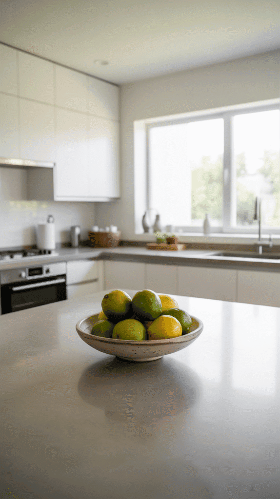 Clutter-free japandi interior design kitchen showcasing strategic negative space and clean countertops