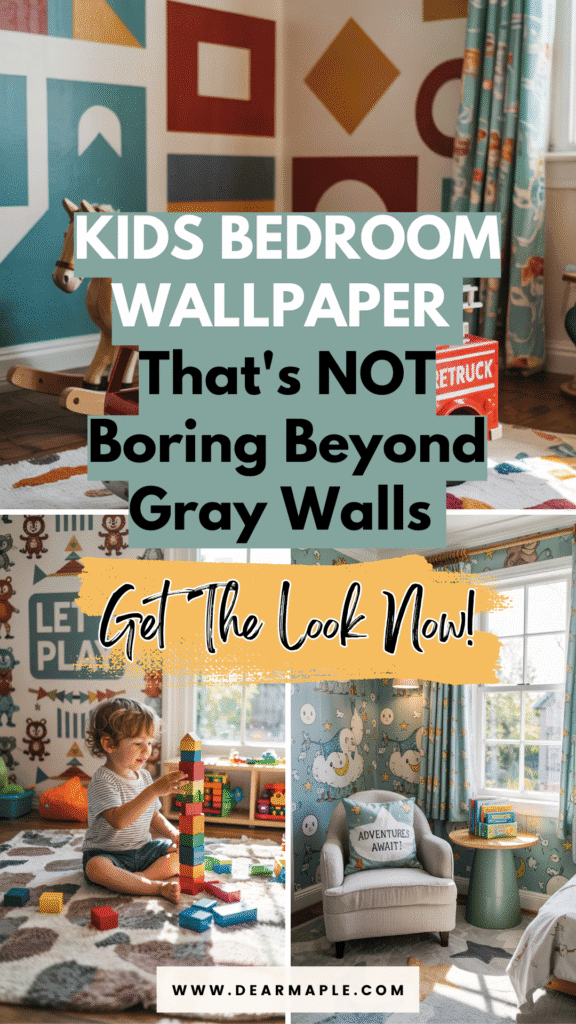 Pinterest pin of kids bedroom wallpaper