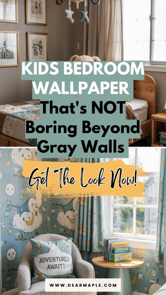 Pinterest pin of kids bedroom wallpaper