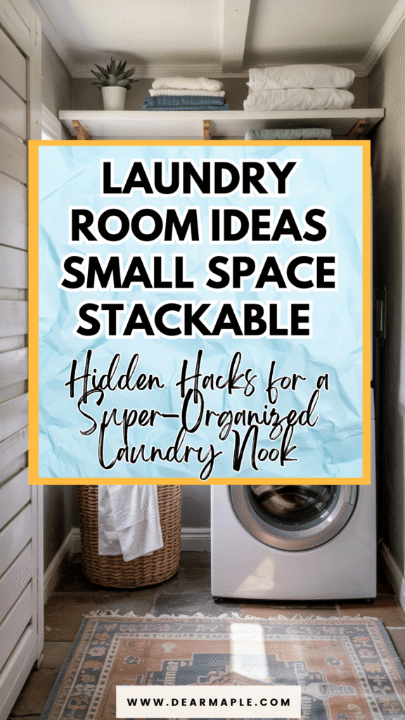 Pinterest pin of laundry room ideas small space stackable
