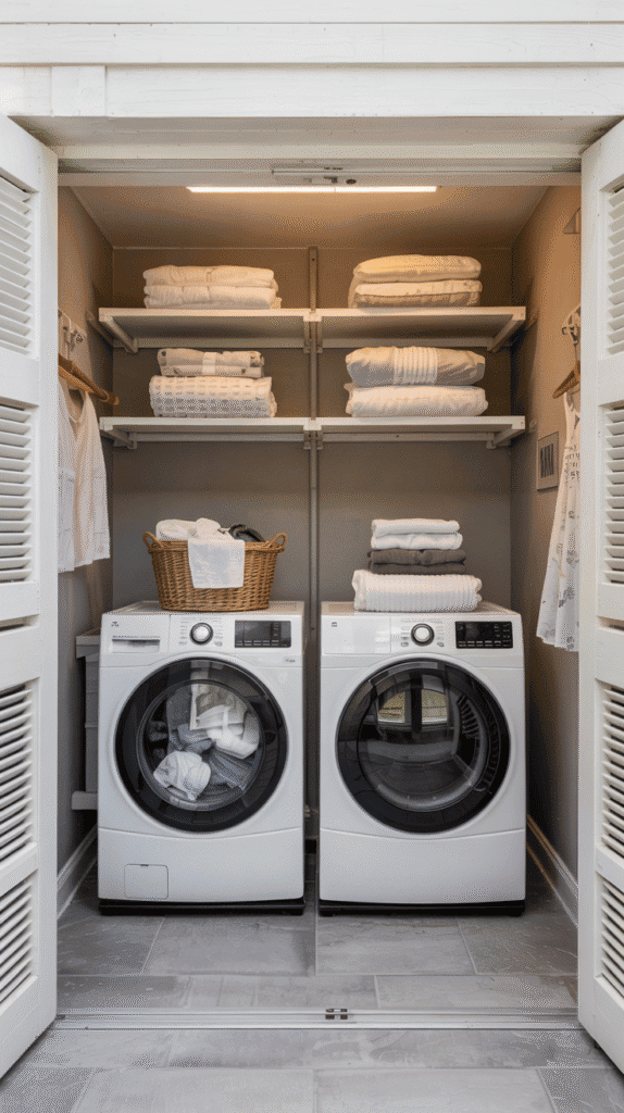 Innovative closet transformation using stackable units for laundry room ideas small space stackable