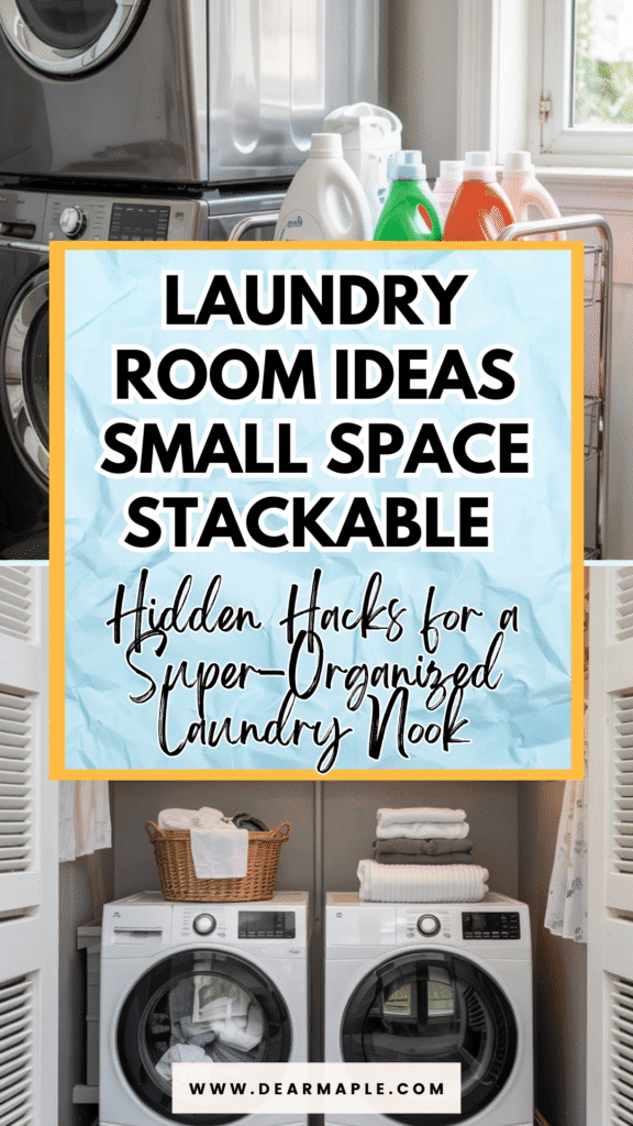 Pinterest pin of laundry room ideas small space stackable

