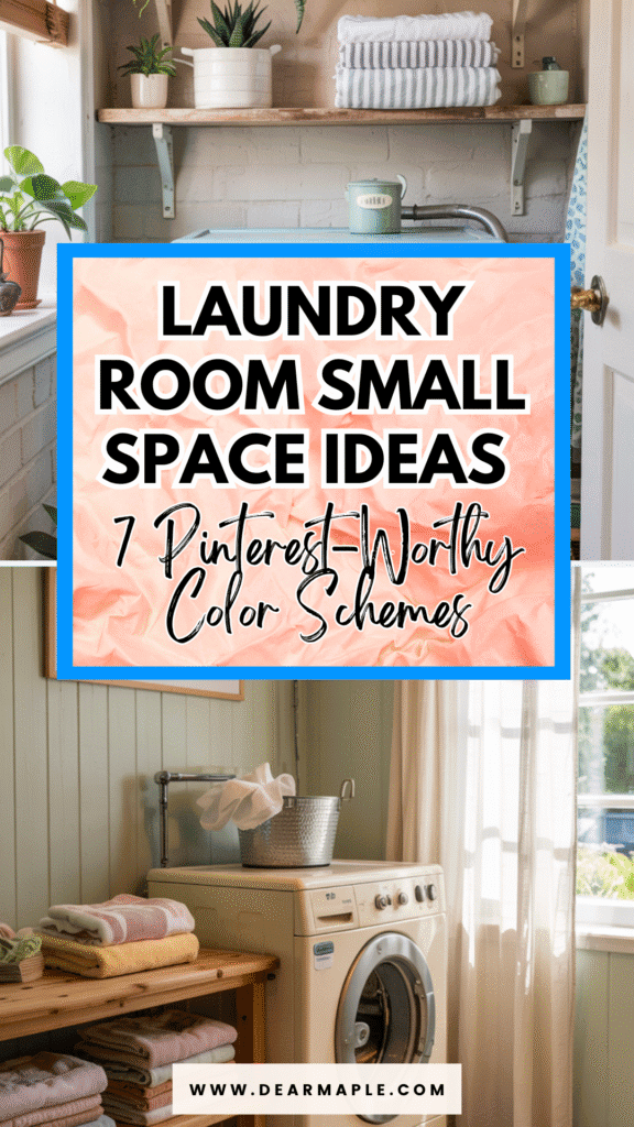 Pinterest pin of laundry room small space ideas