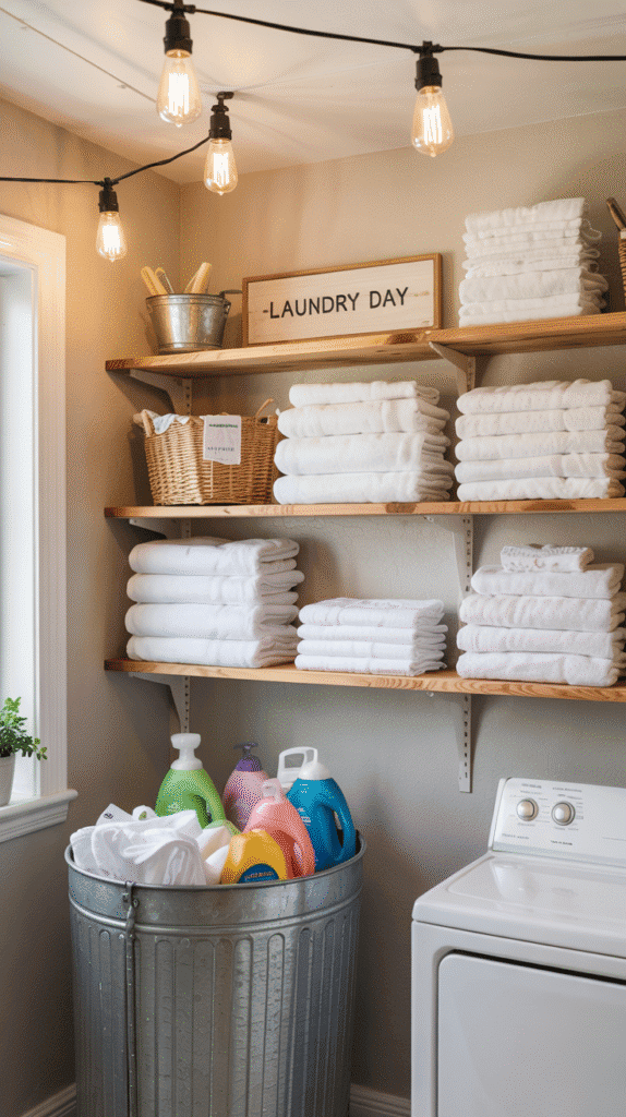 Budget-friendly laundry room small space ideas with DIY paint and hardware upgrades