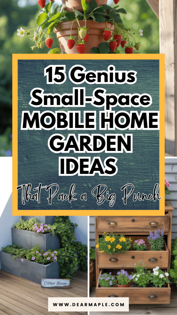 Pinterest pin of mobile home garden ideas