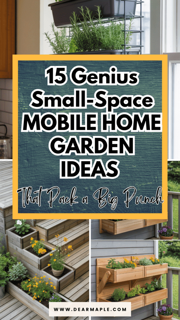 Pinterest pin of mobile home garden ideas