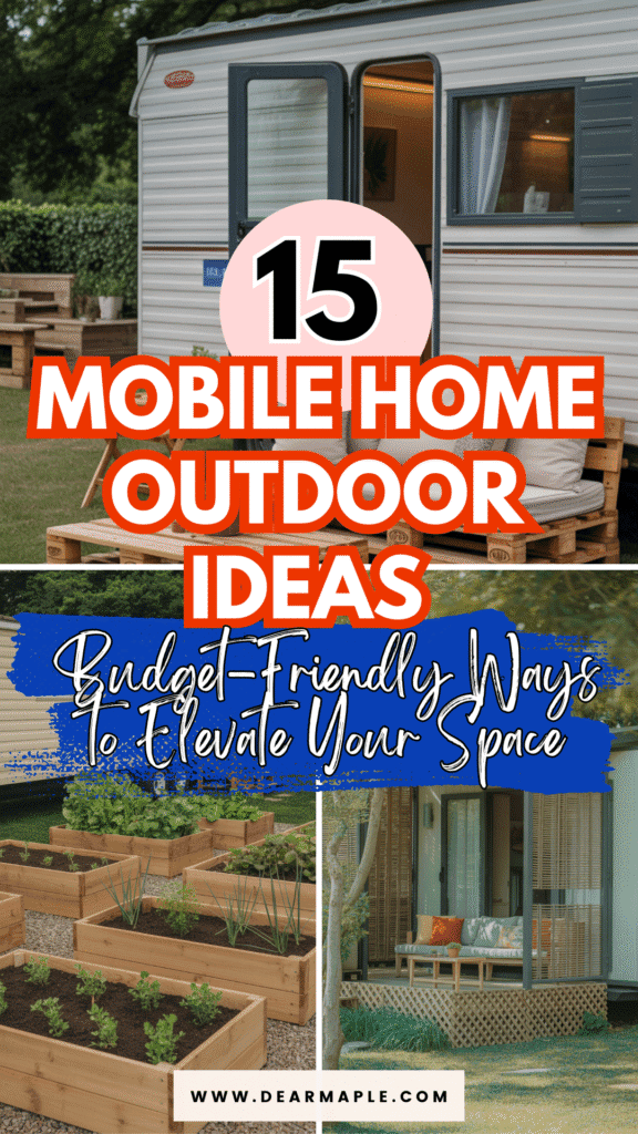 Pinterest pin of mobile home outdoor ideas