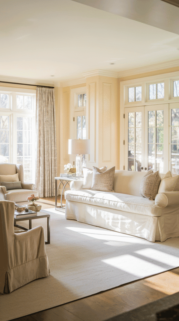 Soft neutral base in a calm neutral coastal living room