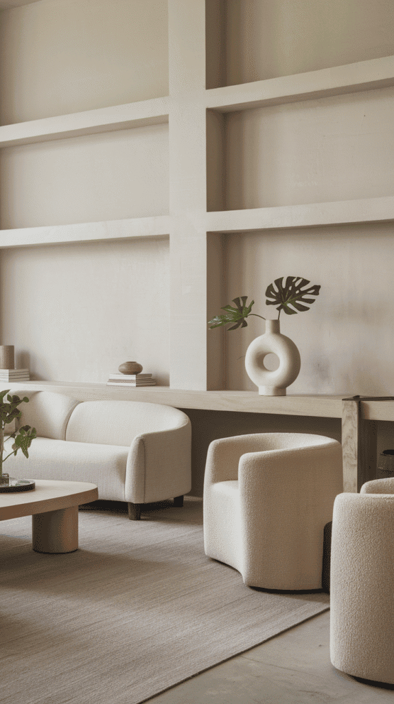 Minimalist styling with negative space in coastal living room