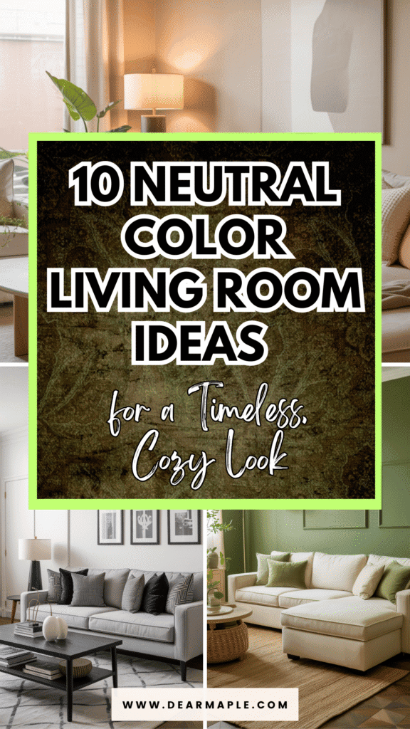 Pinterest pin of neutral color living room ideas