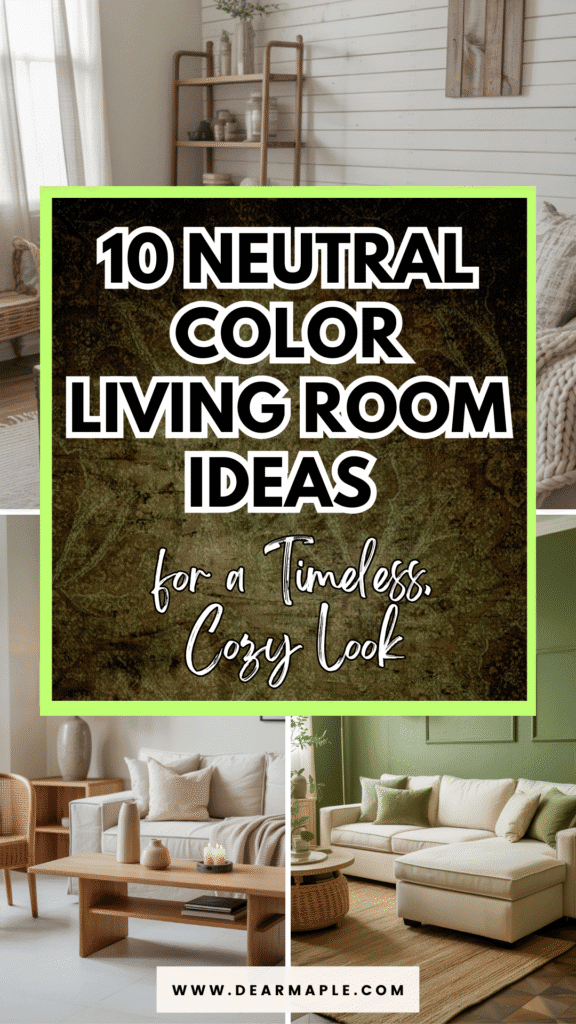 Pinterest pin of neutral color living room ideas
