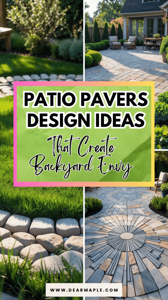 Pinterest pin of patio pavers design