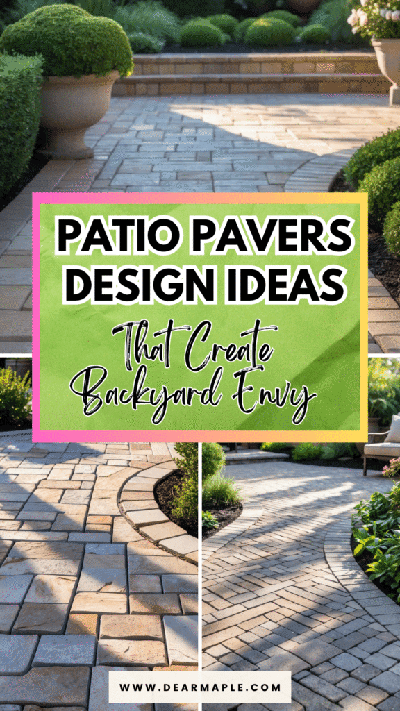 Pinterest pin of patio pavers design