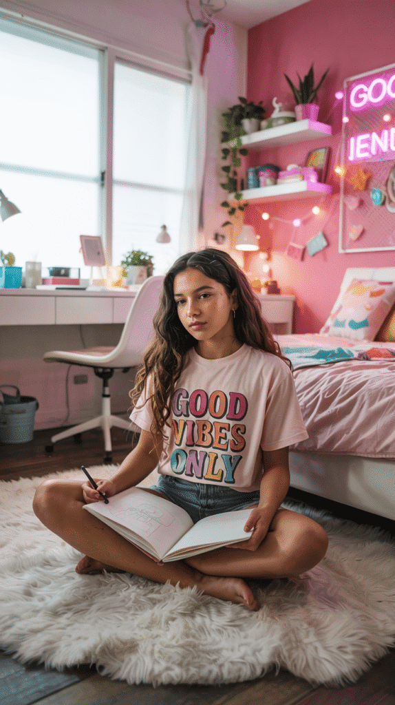 Bubblegum pink walls bedroom ideas for a youthful and vibrant teen hangout