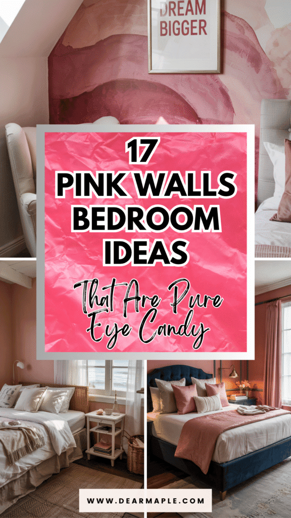 Pinterest pin of pink walls bedroom ideas