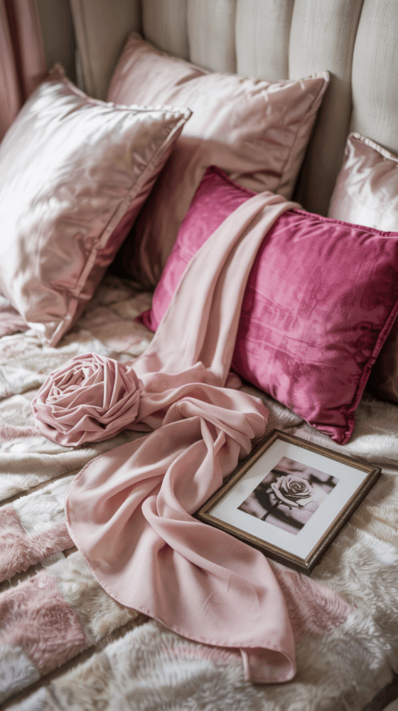 Display of a range of pink walls bedroom ideas showing different shades from subtle to bold