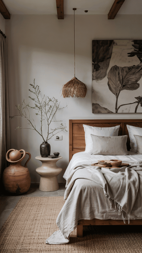 Embracing imperfection in scandinavian bedroom ideas with handmade ceramics and natural textures