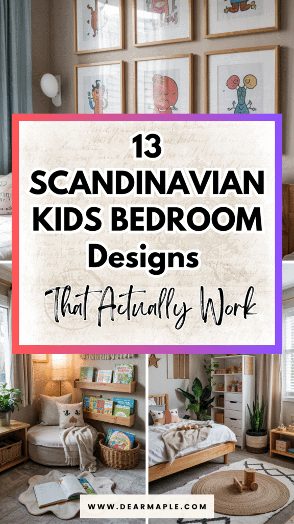 Pinterest pin of scandinavian kids bedroom