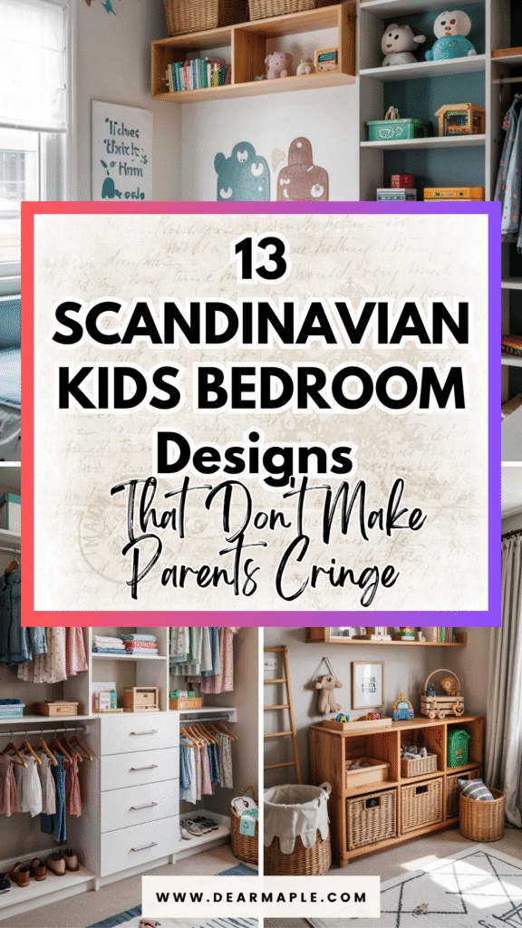 Pinterest pin of scandinavian kids bedroom
