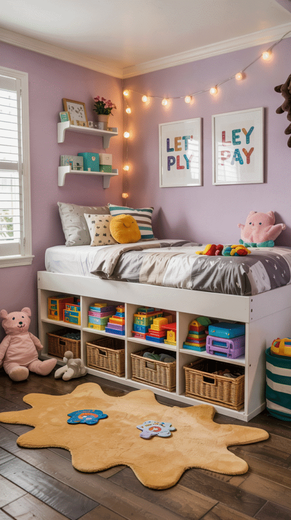 Under-bed storage solutions for small kids bedroom ideas for boys, highlighting hidden space usefulness.