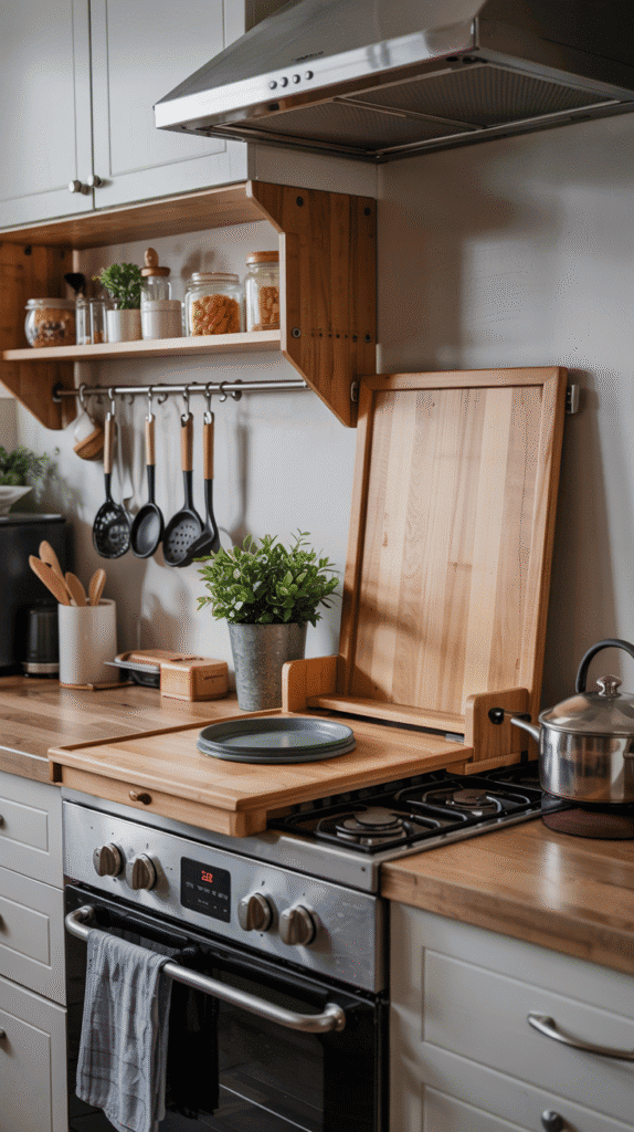Small kitchen counter organization featuring magnetic strips, pegboards, and under-cabinet baskets for a clutter-free kitchen.