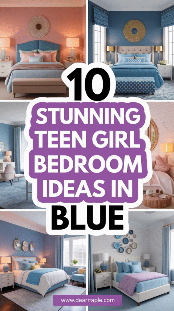 Pinterest pin of teen girl bedroom ideas blue
