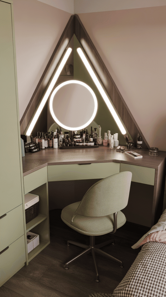 Corner vanity setup teen girl bedroom ideas small room maximizing unused corner space