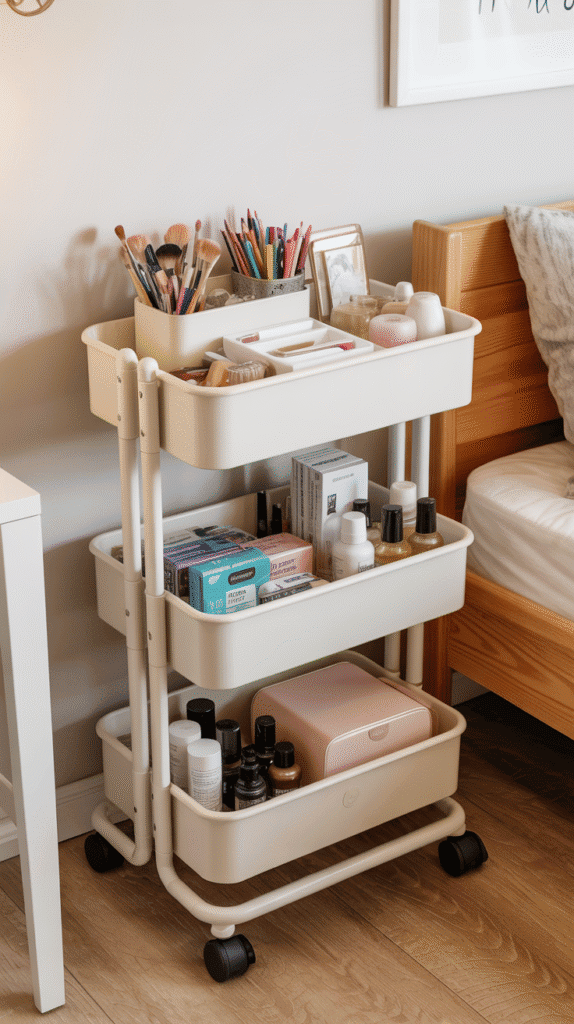 Rolling storage cart teen girl bedroom ideas small room for portable organization solutions