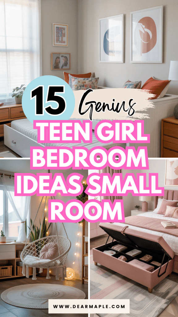 Pinterest pin of teen girl bedroom ideas small room