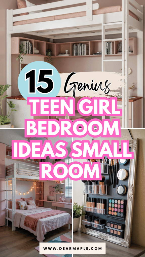 Pinterest pin of teen girl bedroom ideas small room