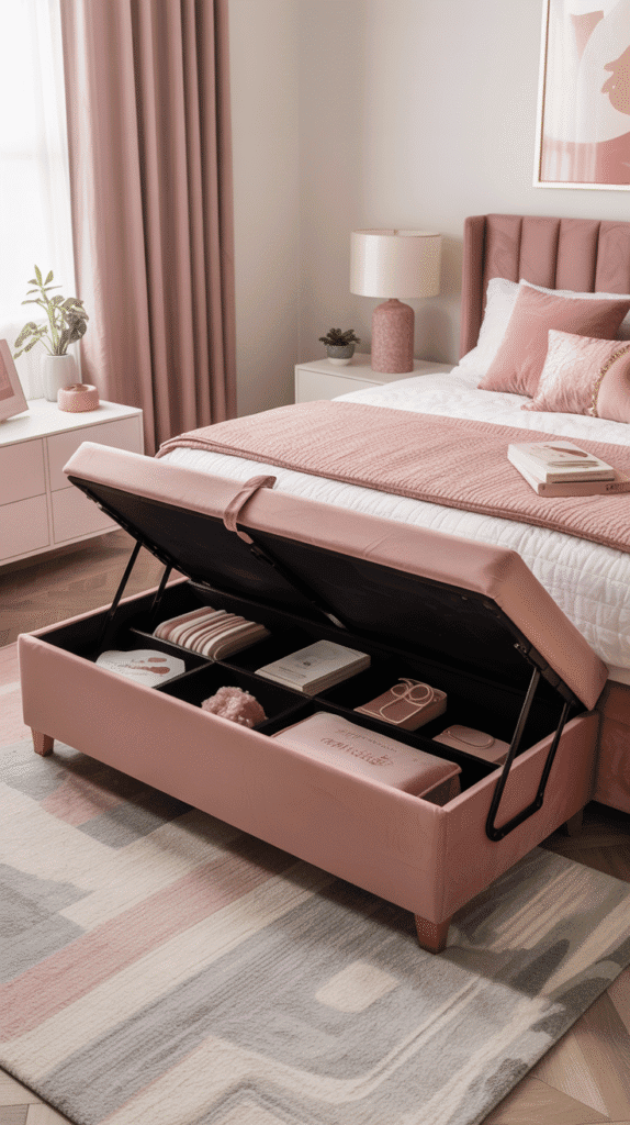 Multi-functional storage ottoman teen girl bedroom ideas small room for seating and organization