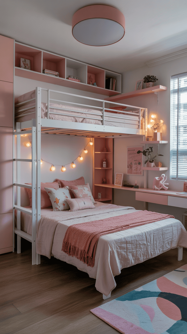 Stylish teen girl bedroom ideas small room featuring space-saving furniture and modern decor