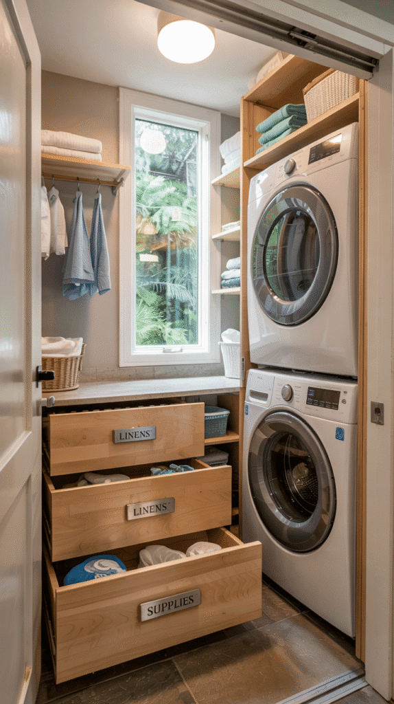 Pull-out drawers in very small laundry room
