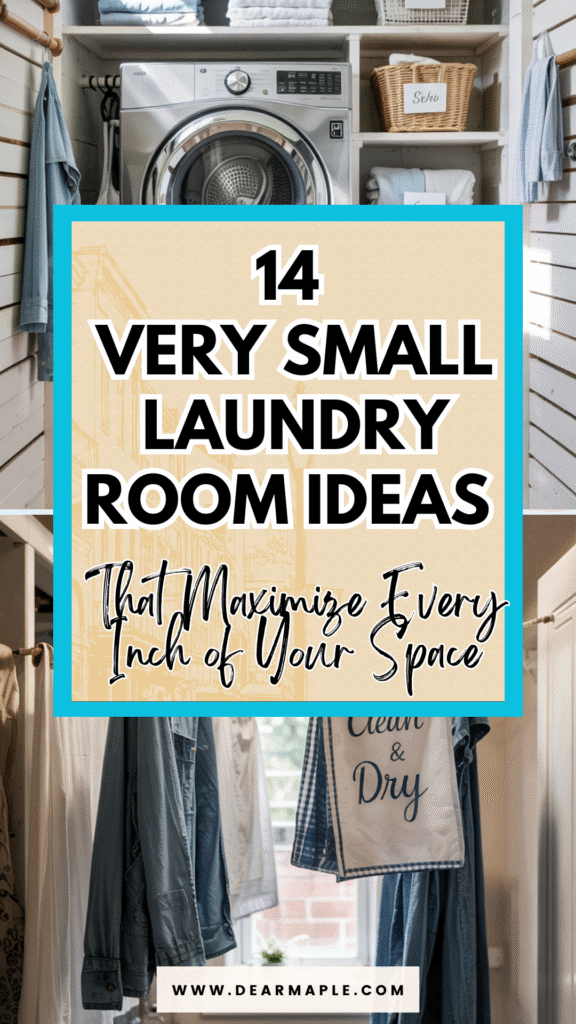 Pinterest pin of very small laundry room ideas