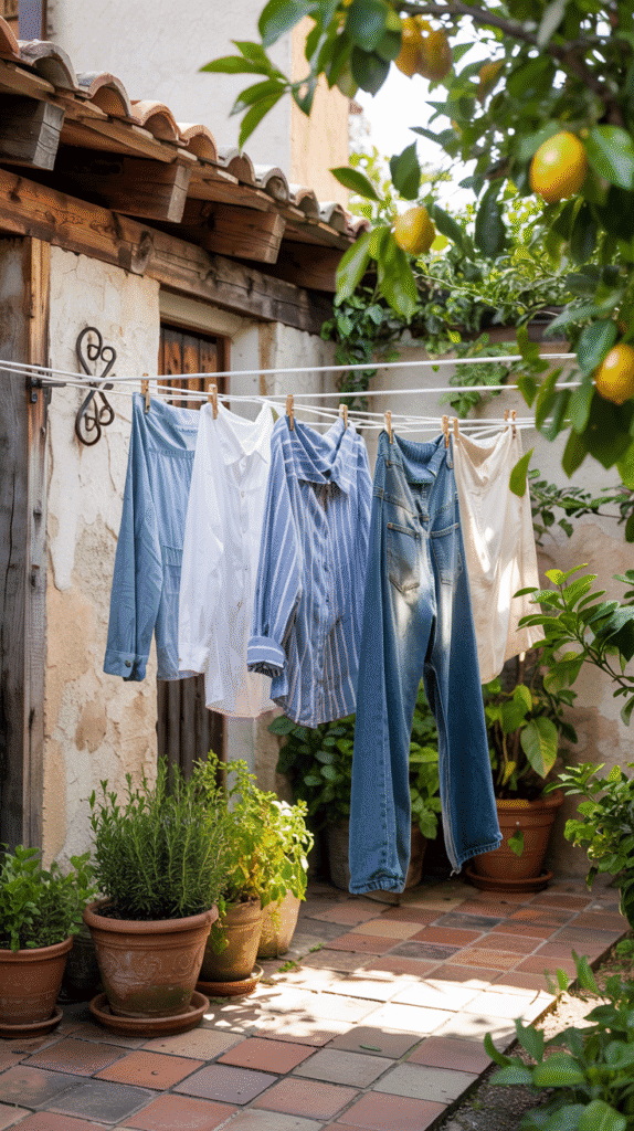 Retractable clothesline in very small laundry room
