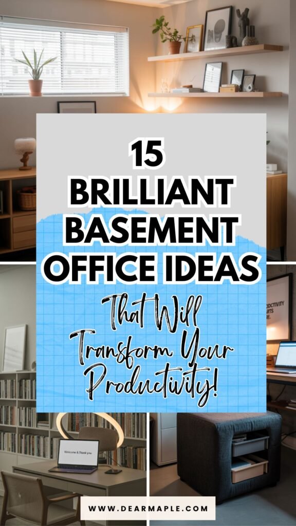 pinterest pin of 15 Brilliant Basement Office Ideas