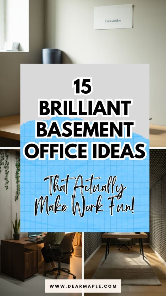 pinterest pin of 15 Brilliant Basement Office Ideas