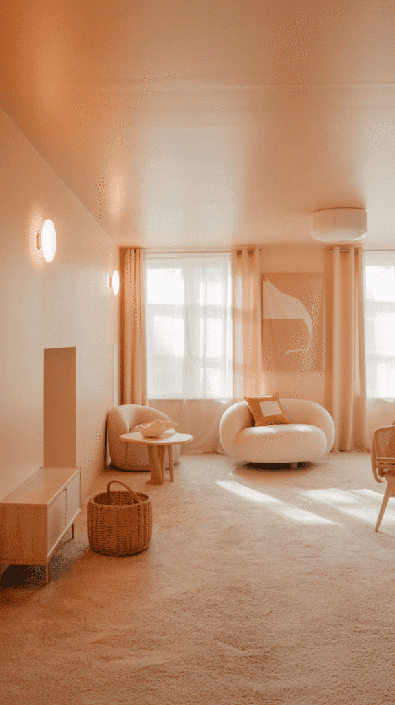 Warm white basement paint ideas with creamy undertones create bright and welcoming underground spaces